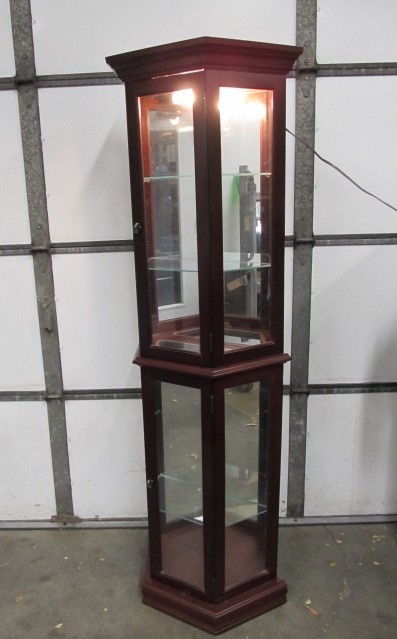 Nice Working Lighted Narrow Curio Cabinet Little Canada Estate