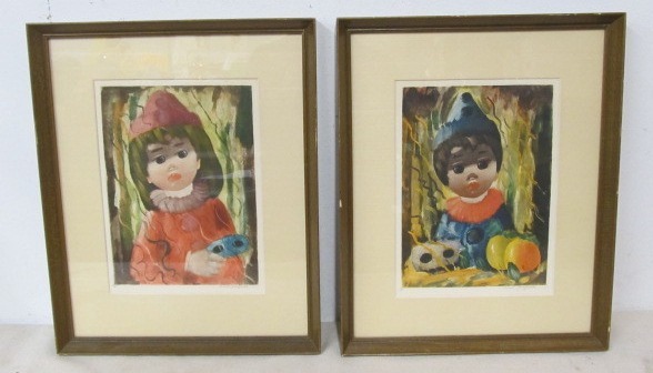 lot 93 image: Pair of Vintage 1960s Signed & Numbered Lithographs 