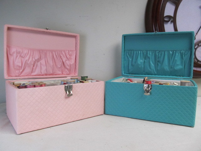 lot 106 image: Pair of Mid Century Sewing Boxes wSupplies