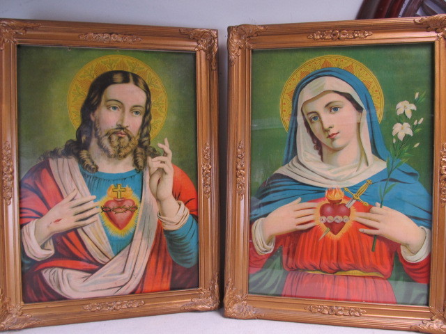 lot 109 image: Pair of Orig Antique Religious Lithograph Prints