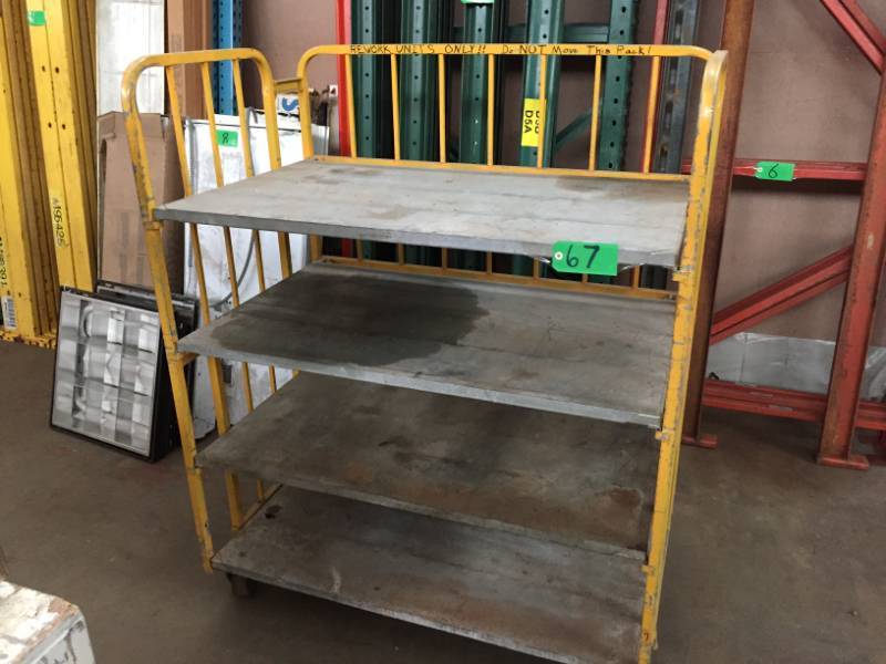 lot 67 image: Rolling, Folding heavy duty shelf, Galvanized