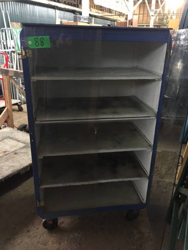 lot 88 image: Rolling Cabinet wPlexi Drawers