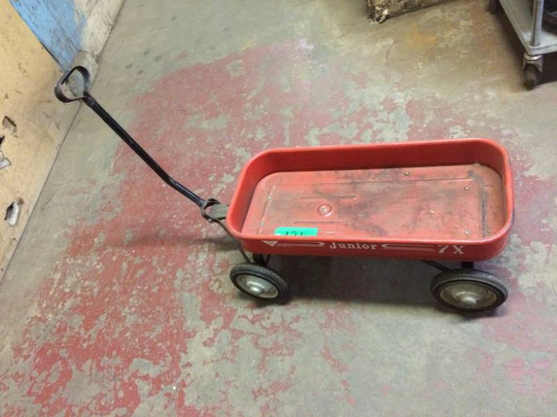 lot 131 image: Red Junior 4-wheel wagon