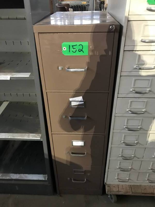 lot 152 image: Four Drawer Brown File Cabinet