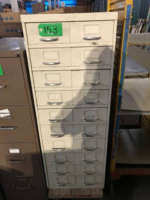lot 153 image: Steel Age Parts Cabinet, index card catalog