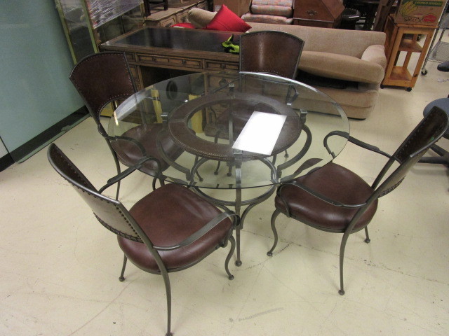 ORNATE GLASSTOP DINING SET