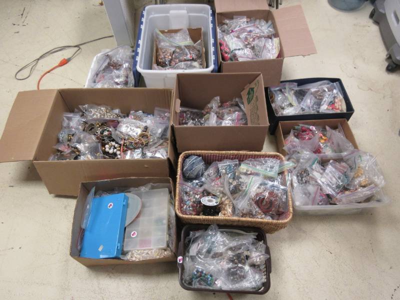lot 860 image: BEADERS DELIGHT BEADS, COSTUME JEWELRY, SPOONS AND MORE