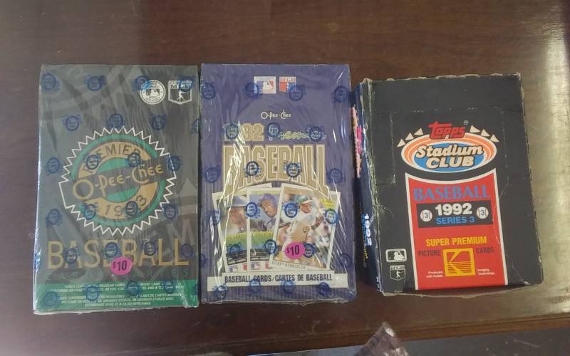 1992 Series 3 Stadium Club Full Box, 1993 Op-Pee Gee Base Ball Cards Approx 200 Unopened, 1992 Op-Pee-Gee Cards Approx 200 Unopened