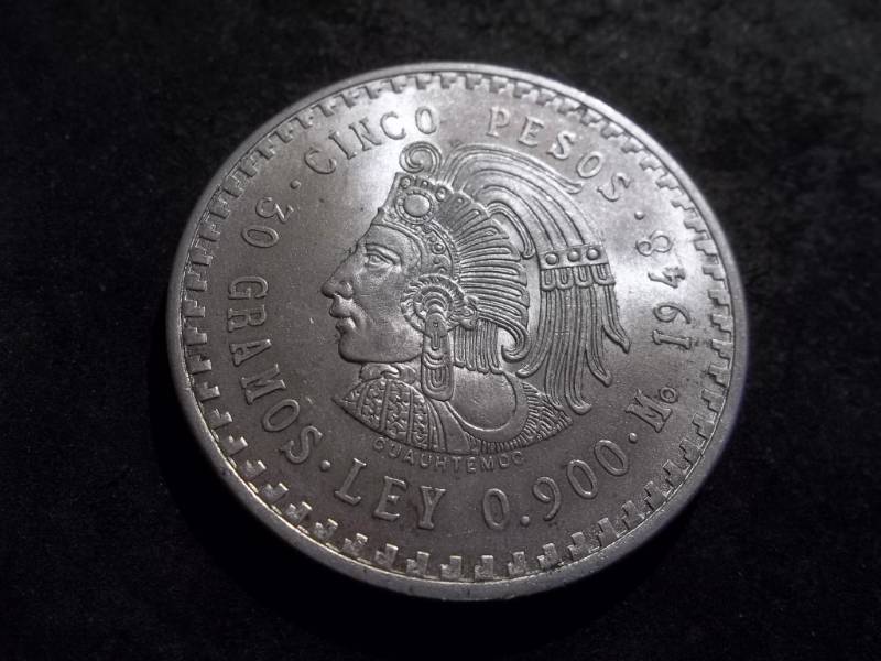 1948 Silver Mexican  5 Pesos (30 Grams90% Silver)