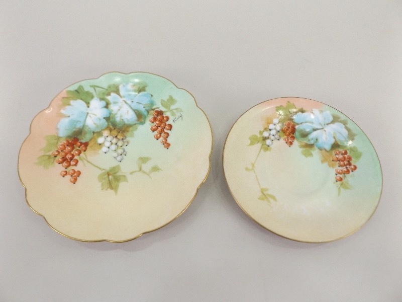 lot 17 image: 2 Antique Hand Painted Limoges France Plates 