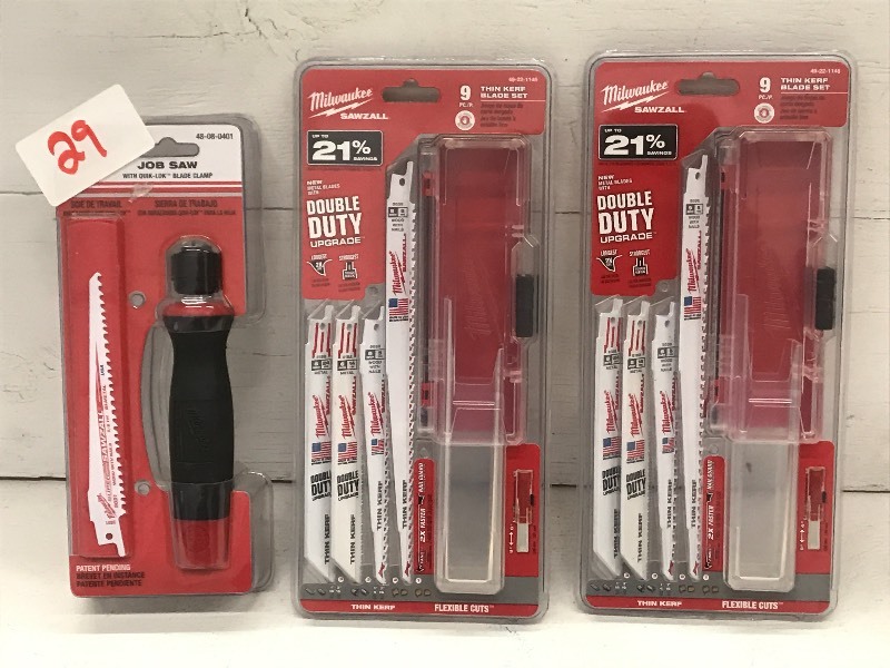 lot 29 image: (3) Milwaukee Blade Sets