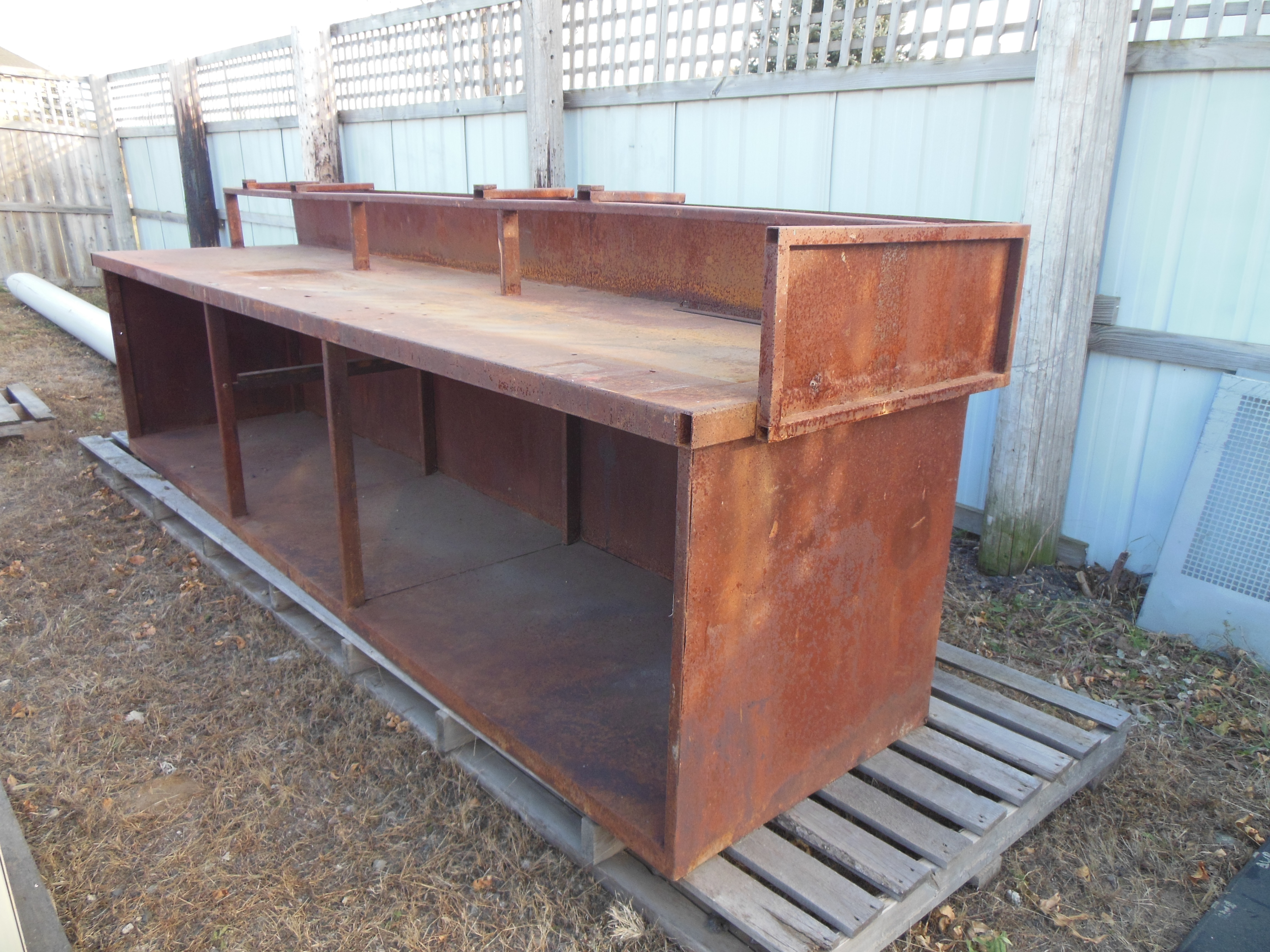 lot 6 image: 11 ft 3 In. Long Heavy Steel Work Bench