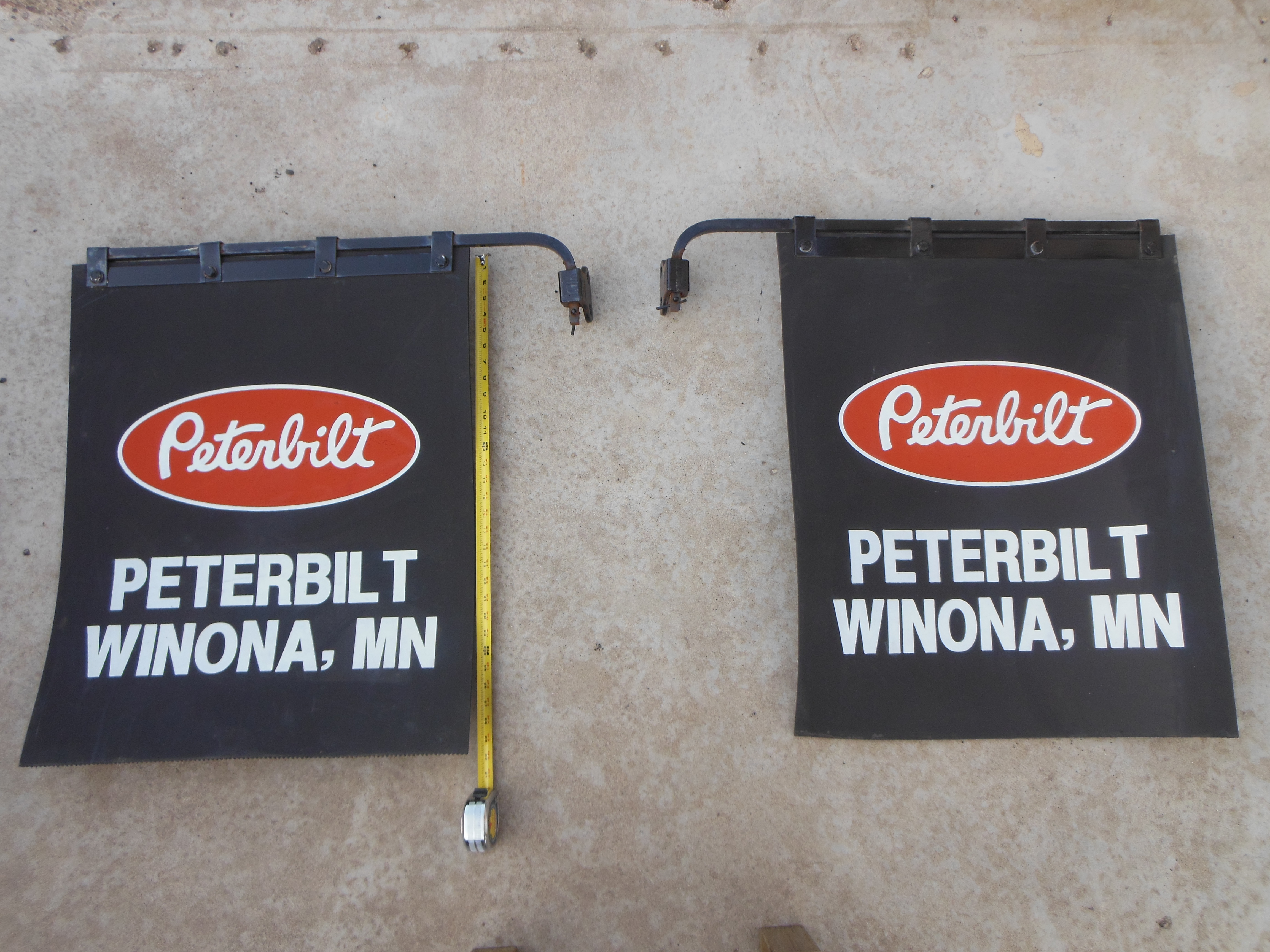 lot 8 image: Peterbilt Mud Flaps (Black) with Brackets - LIKE THIS LOT There are hundreds of mudflaps in this auction