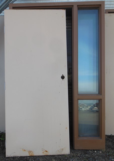 lot 58 image: 3 Hour Fire Door and Steel Frame with Two Sidelights (MATCHING DOOR LOTS 58, 60, 62, 64 and 66)