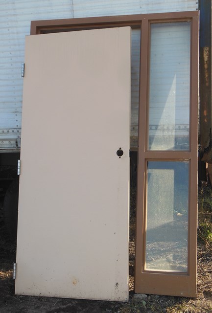 lot 56 image: 3 Hour Fire Door and Steel Frame with Two Sidelights