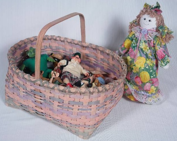 lot 8 image: Russ Figurines with Basket & Primitive Doll