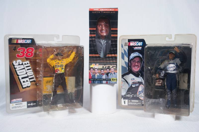 lot 76 image: THREE Collectible Figurines JT and NASCAR