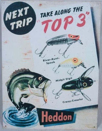 lot 64 image: Heddon Fishing Lure Sign