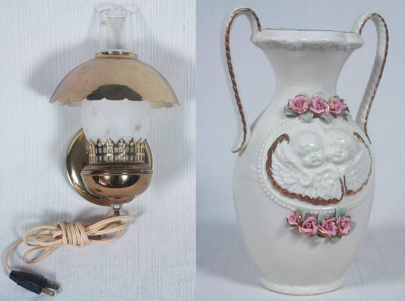 lot 56 image: Wall Lamp AND Vase