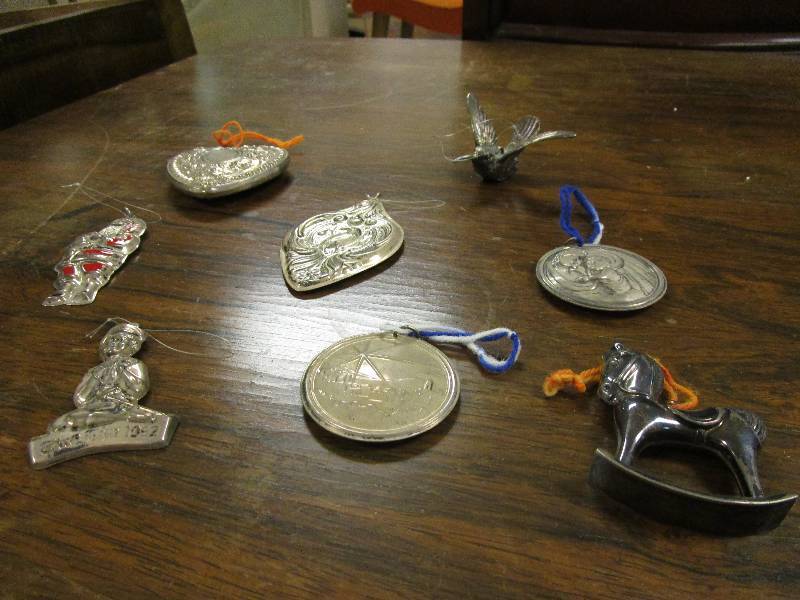 lot 446 image: HOLLOW BODY STERLING ORNAMENTS
