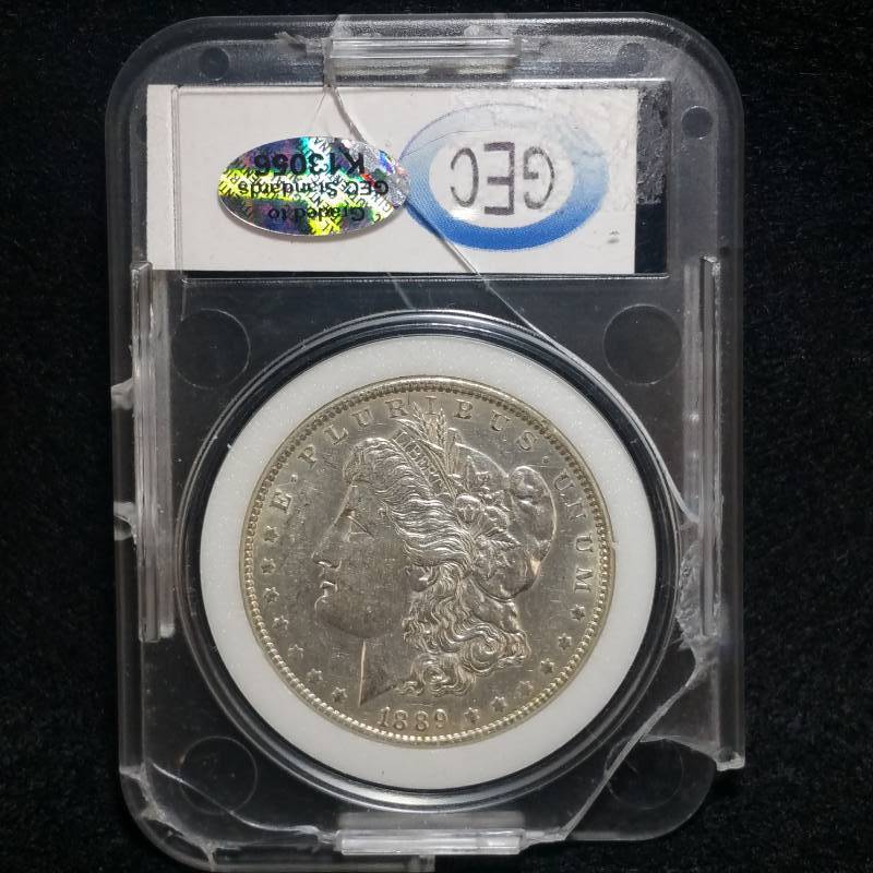 1889 P Morgan Silver Dollar - MS67 GEC Holder, Cracked