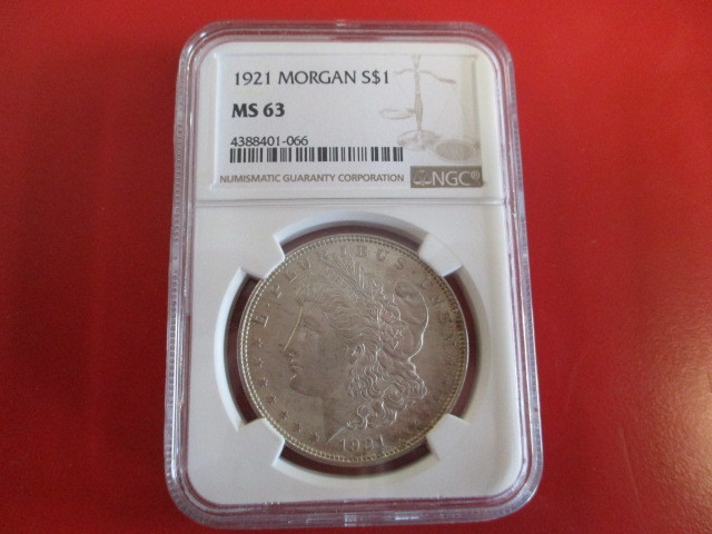 lot 5 image: NGC Certified 1921-P (Philadelphia Mint) Morgan Silver Dollar  4388401-066 certification number