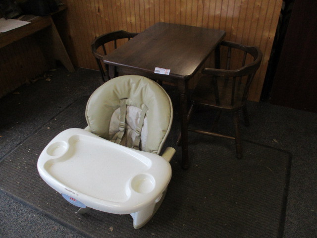 lot 113 image: Childs table and chairs plus booster seat