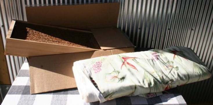 lot 29 image: Wall Hanging Box Garden and Bolt of Fabric