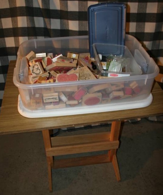 lot 198 image: Folding Craft Table and Rubber Stamps