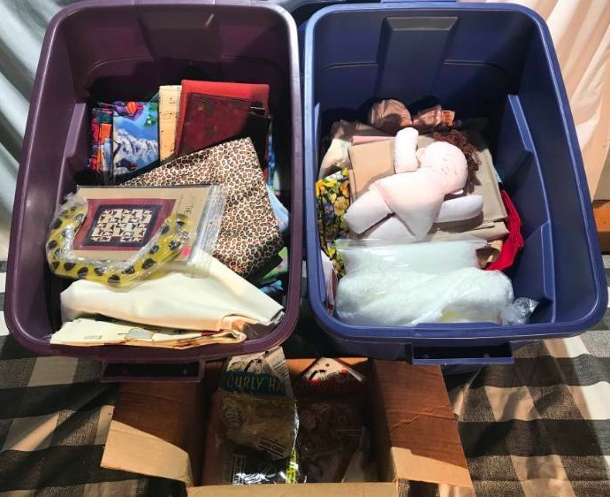 lot 227 image: Bins of Fabrics and Crafting Supplies