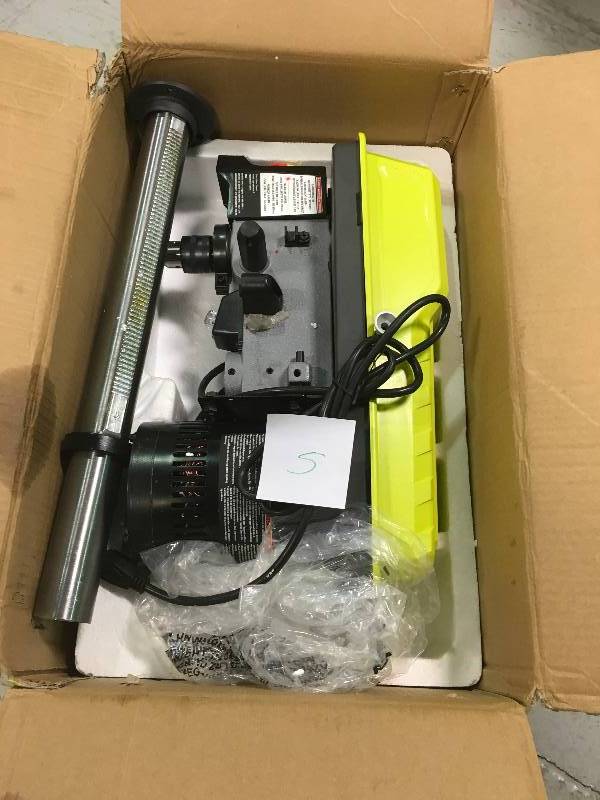 lot 5 image: Ryobi 10 in. Drill Press with Laser Used working good condition Missing piece