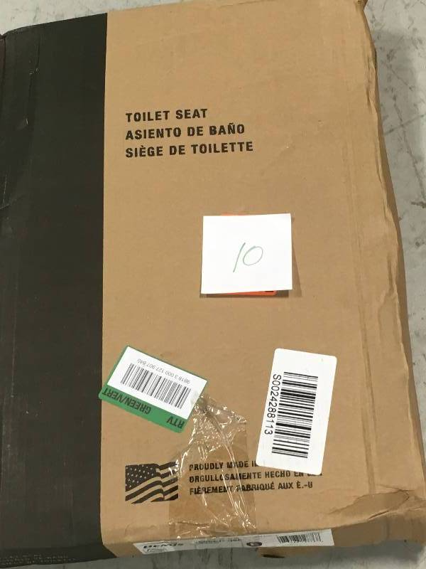 lot 10 image: Lift-Off Elongated Closed Front Toilet Seat in Fawn Beige new