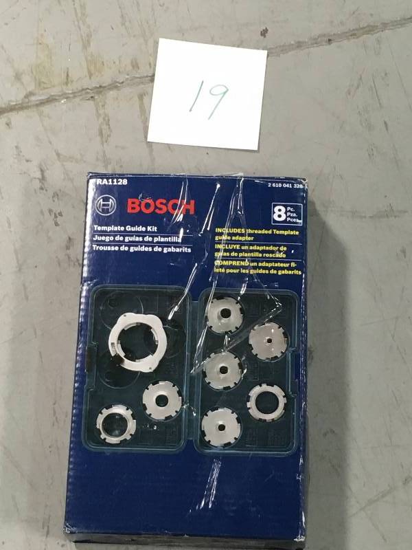 lot 19 image: Bosch Router Template Guide Kit (8-Piece) not used