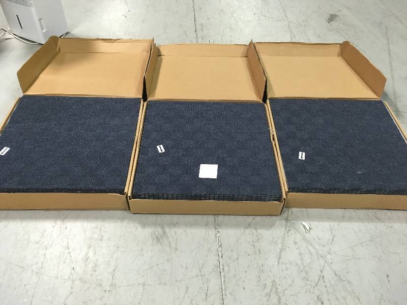 lot 27 image: LOT OF 3 CASES First Impressions City Block Ocean Blue Texture 24 in. x 24 in. Carpet Tile (15 TilesCase) new