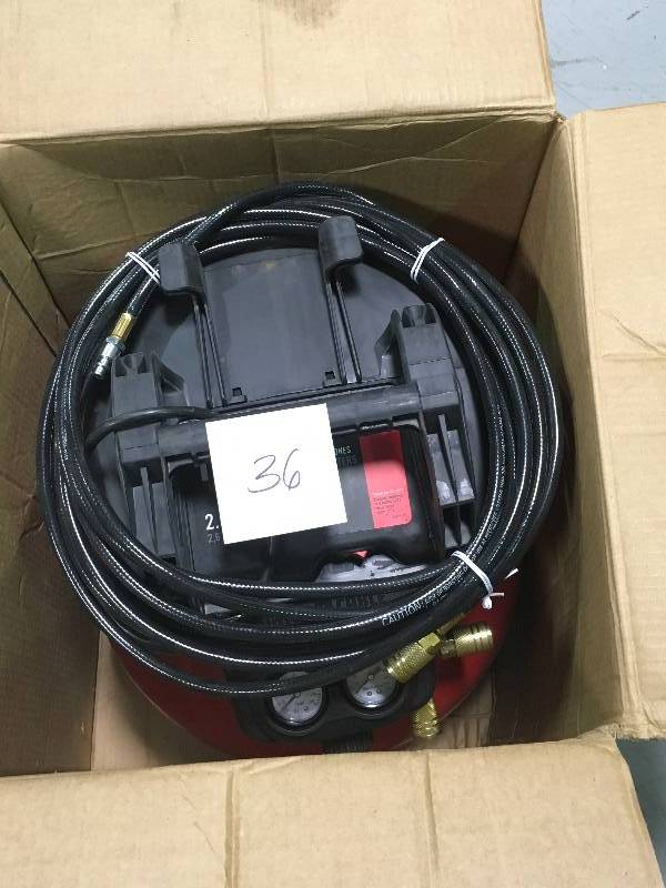 lot 36 image: Porter-Cable 6 Gal. 150 PSI Portable Electric Pancake Air Compressor  in good working condition