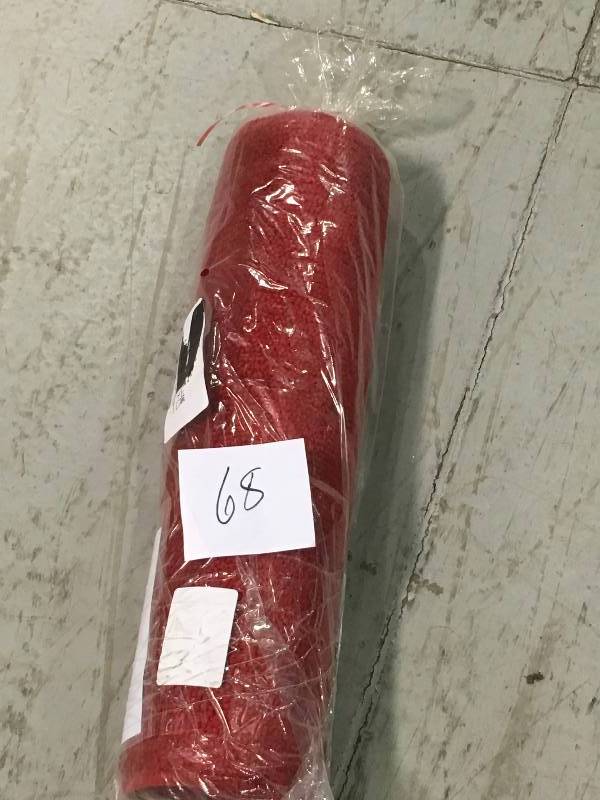 lot 68 image: Ottomanson Softy Collection Color Solid Machine-Washable Non-Slip Rubber RED 20 IN X 59 IN not used