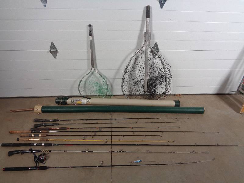 lot 22 image: Fishing Poles, Reel, Containers, Nets