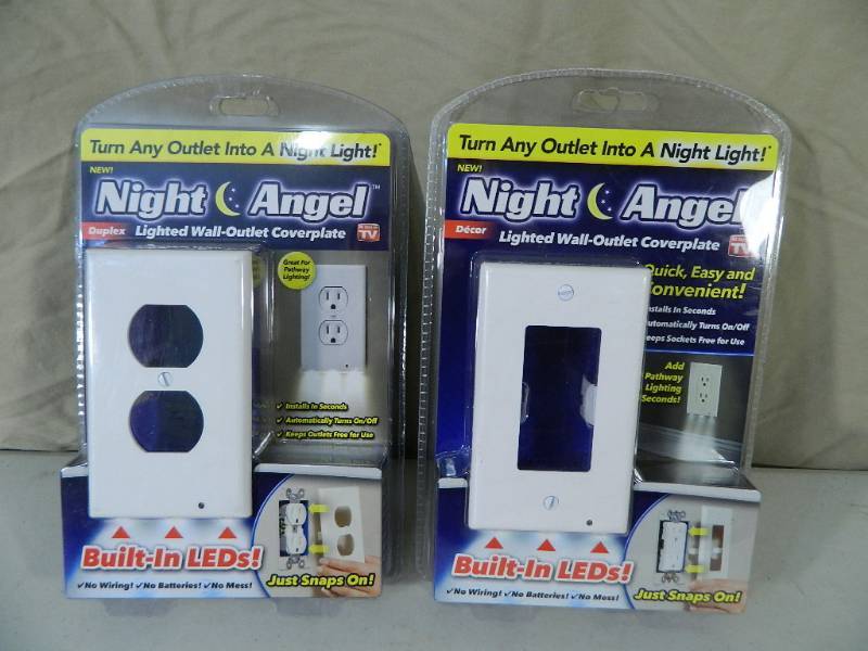 lot 38 image: 2 New Night Angel Lighted Wall Outlet Covers
