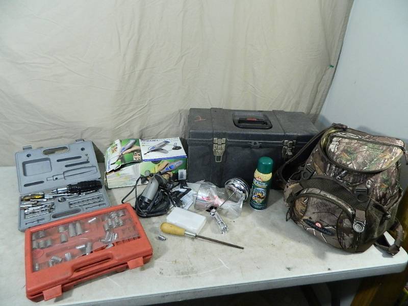 lot 87 image: Toolbox, Sockets, Dremel, and More