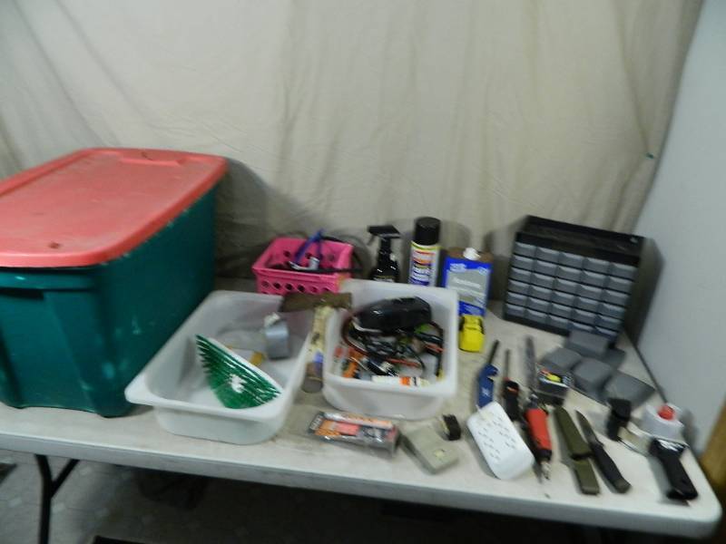 lot 98 image: Tote with Tools, Hardware, Etc
