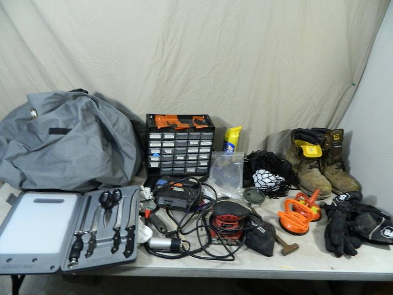 lot 104 image: Power Tools, Hardware, Boots, Shop Supplies
