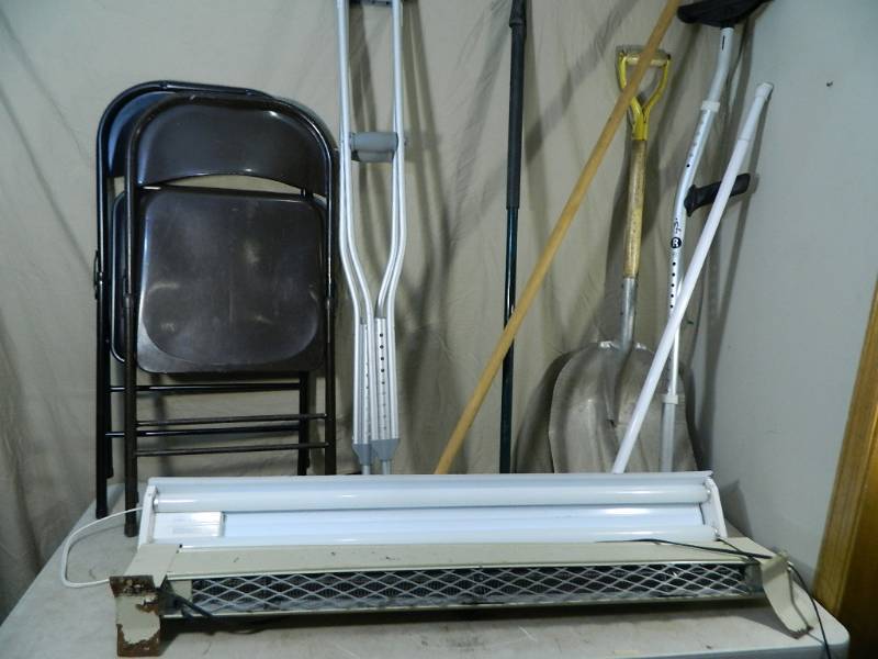 lot 105 image: Chairs, Light, Tools, Heater, Etc