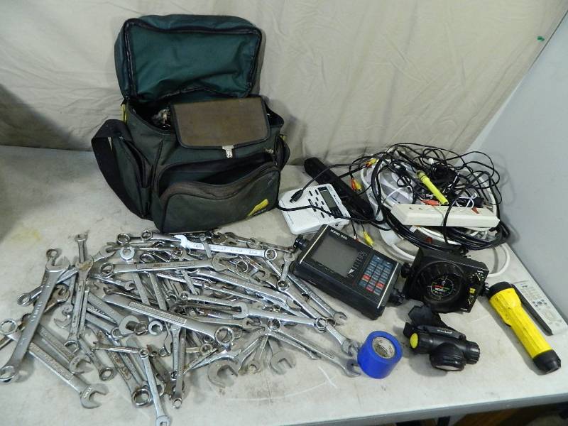 lot 110 image: Wrenches, Vexilar, Electronics, Etc
