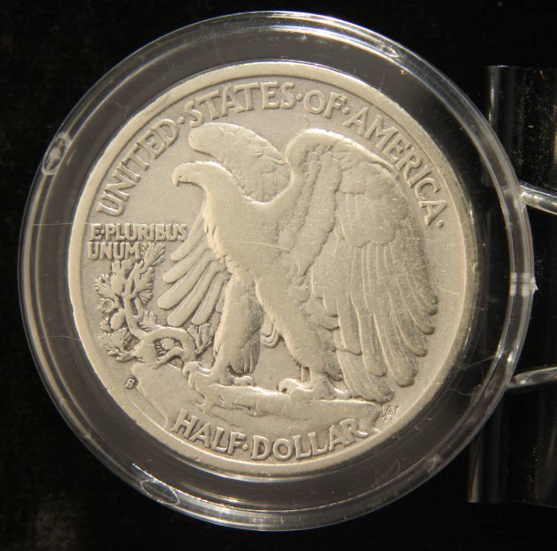 1943-S WALKING LIBERTY SILVER HALF DOLLAR IN AIRTITE