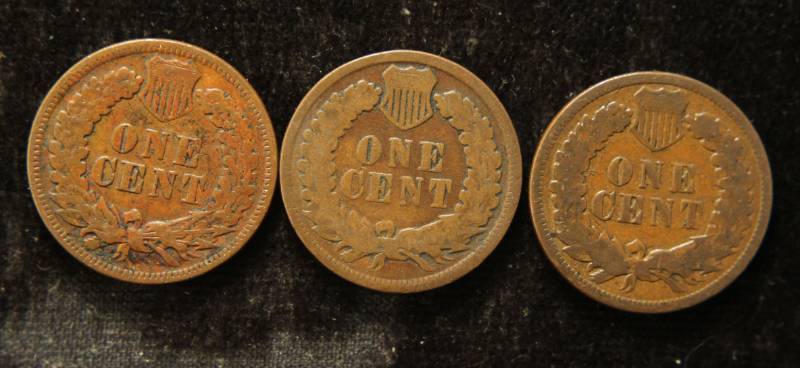 3 INDIAN HEAD CENTS 1883 1893 1895