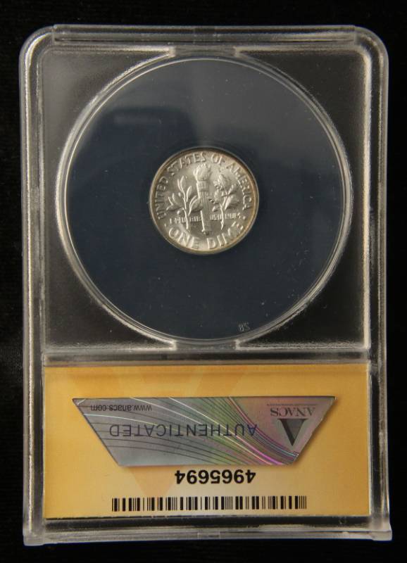1955 ROOSEVELT SILVER DIME MS65 ANACS