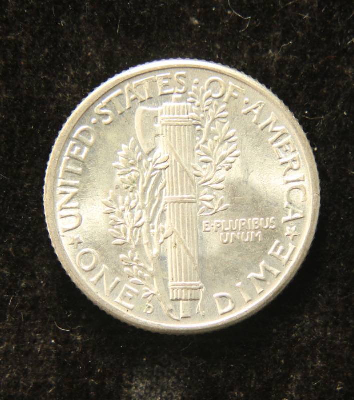 1941-D MERCURY SILVER DIME BU FSB FULL SPLIT BANDS
