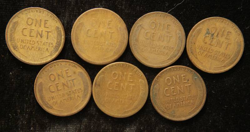 GROUP OF 7 WHEAT CENTS 1921 1923 1924 1924-S 1925 1925-D 1925-S