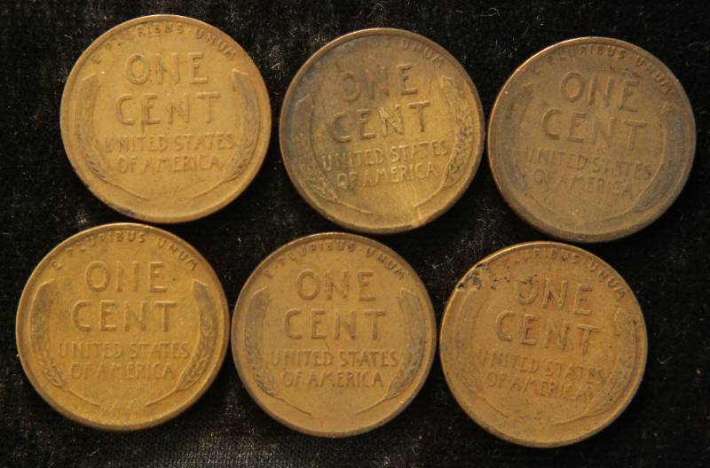 6 US WHEAT CENTS 1928 P-D-S 1929 P-D-S