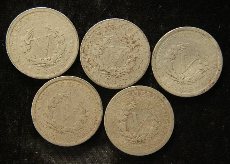 GROUP OF 5 LIBERTY V NICKELS